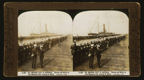 American fleet in Australia, Marines and Sailors forming for a march