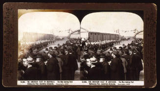 American fleet in Australia, men leaving Port Melbourne pier