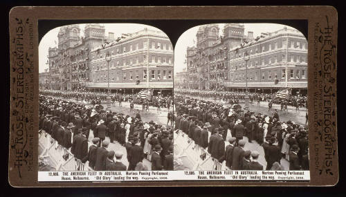 American fleet in Australia, the Marines marching in Melbourne