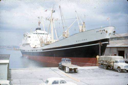 Slide depicting cargo vessel BULIMBA docked at a wharf