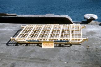 Slide depicting a yellow metal cage pallet with Cyclone label on the side