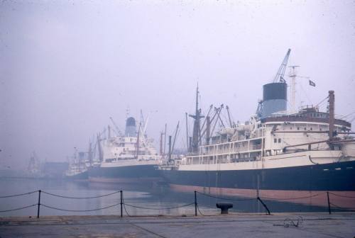 Slide depicting ships at dock