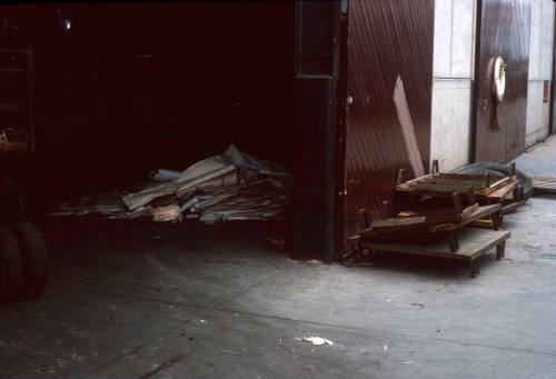 Slide depicting the dark interior of a shed