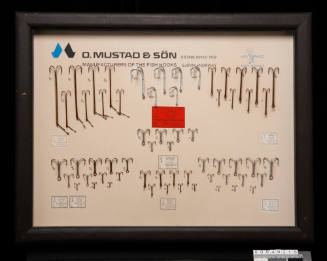 O Mustad & Son fish hooks sample board