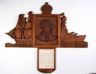 Wooden carving commemorating Lord Nelson