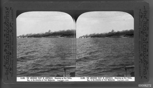 American fleet in Australia, steaming up Port Phillip Bay