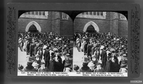 American fleet in Australia, leaving Saint Patrick's Cathedral, Melbourne