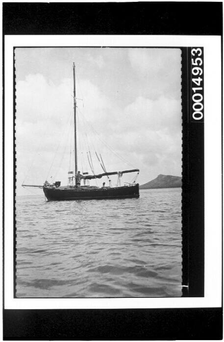 Yacht moored with sails furled, Bora Bora