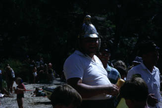 Hallett's Beach man in fire brigade helmet