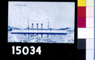 USS "KANSAS", ILLUSTRATED OFFSET PRINT ON CARDBOARD