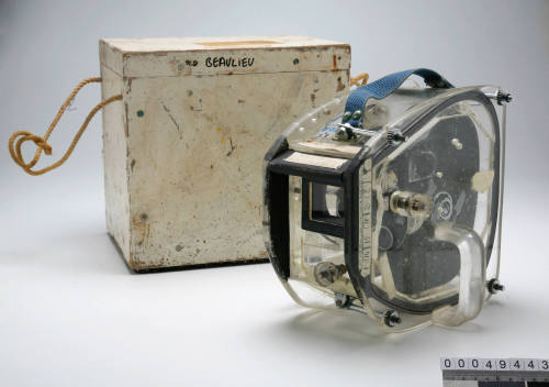 Beaulieu camera with underwater housing and storage box