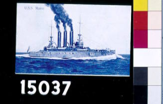 USS "MAINE", ILLUSTRATED OFFSET PRINT ON CARDBOARD