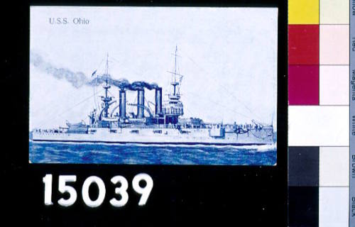 USS "OHIO", ILLUSTRATED OFFSET PRINT ON CARDBOARD