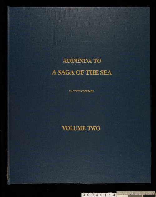 Folder titled Addenda to A Saga of the Sea in Two Volumes, Volume One