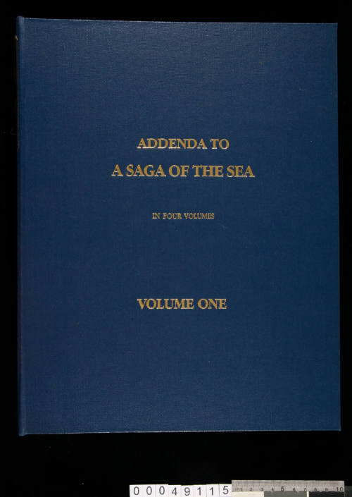 Folder titled Addenda to A Saga of the Sea in Two Volumes, Volume One