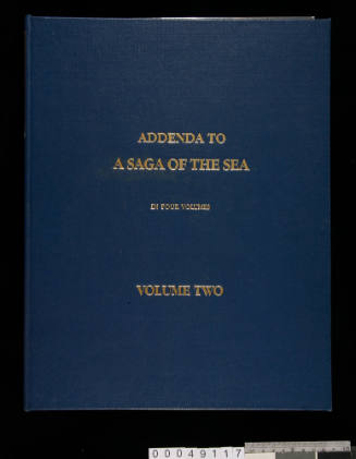 Folder titled Addenda to A Saga of the Sea in Two Volumes, Volume One