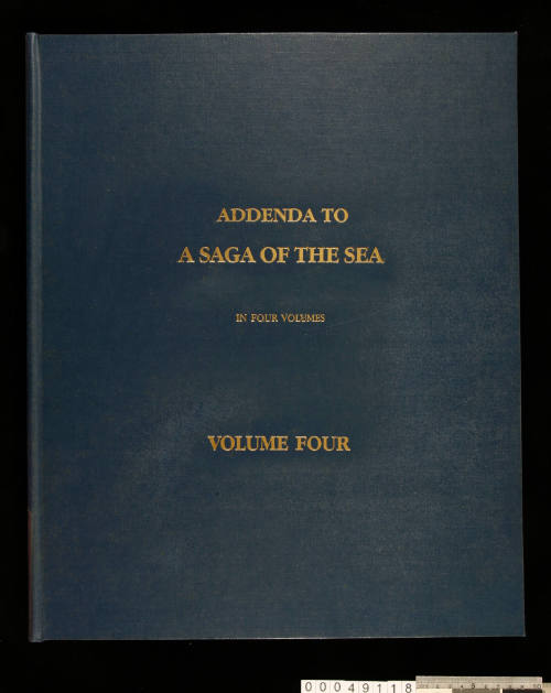 Folder titled Addenda to A Saga of the Sea in Two Volumes, Volume One