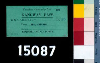 Gangway Pass for Audrey Capuano Canadian Australasian Line RMS AORANGI