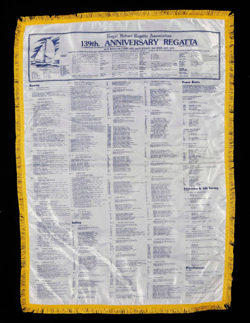 One Hundred and Thirty-Ninth Anniversary Hobart Regatta program