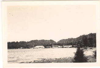 Photograph depicting tropical coastal village