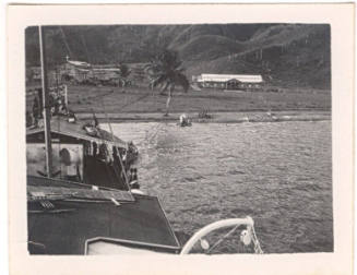 MULIAMA backed in close to shore to take in water at Kairuru, Papua New Guinea, 1939