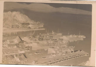 Negative depicting docked vessels