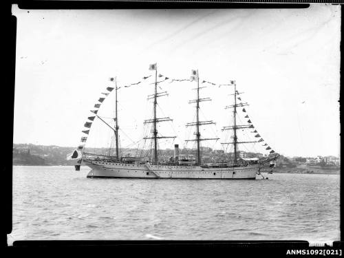 KAIWO MARU dressed overall with flags, Sydney Harbour