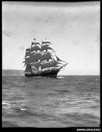Three-masted ship JOSEPH CONRAD leaving Sydney Harbour