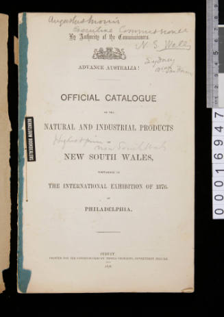 Official catalogue of the natural and industrial products of New South Wales