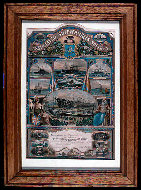 Associated Shipwrights Society certificate to Dugald McMachlan