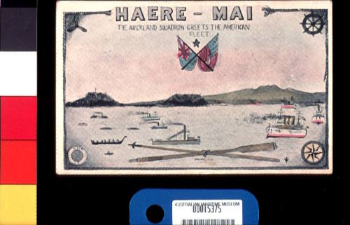 Haere - Mai.  The Auckland squadron greets the American fleet