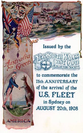 Australia greets America reproduction postcard