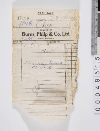 Receipt from Burns Philp & Co Ltd for spool of twine