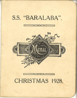 Menu from SS BARALABA for Christmas 1928.