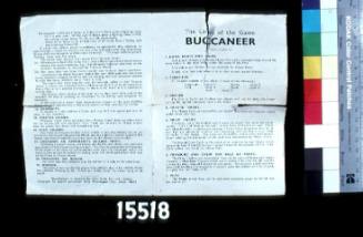 Rule book for 'Buccaneer' board game