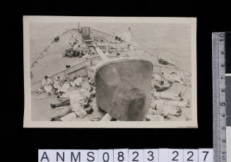 Silver gelatin photograph depicting crew of HMAS SYDNEY sleeping on deck