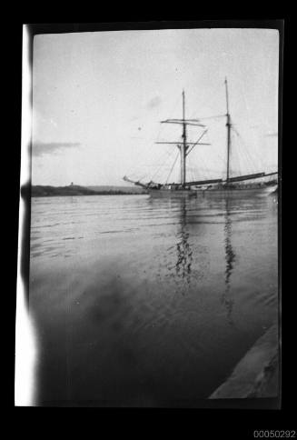 Moored two-masted ship