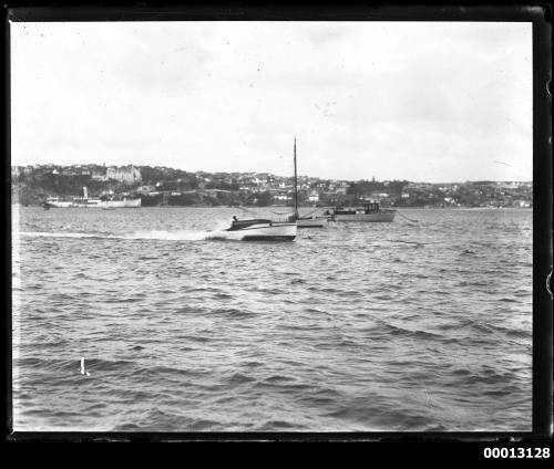 Speedboat and other vessels on Sydney Harbour