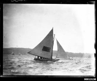 18' skiff  "N.S.W " on Sydney Harbour with New South Wales  coat of arms displayed on the mainsail