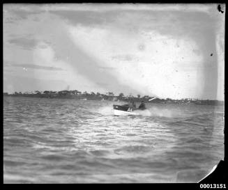 Speedboat on Botany Bay or Kogarah Bay  displaying the text 'A 4'