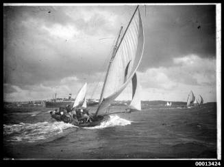 18-foot skiff KERIKI under sail, Sydney Harbour