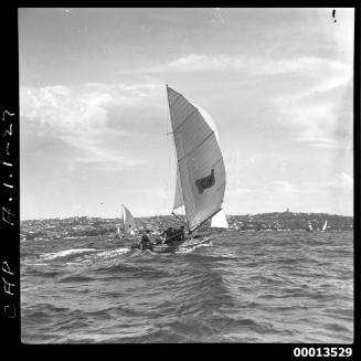 18-foot skiff CAP under sail on Sydney Harbour