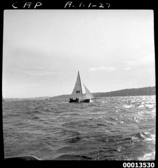 18-foot skiff CAP under sail on Sydney Harbour