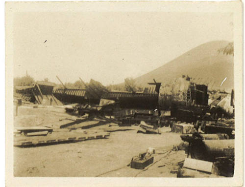 Photograph depicting piles of debris