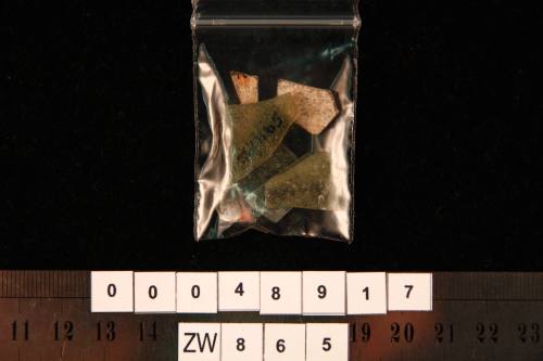 6 glass fragments, excavated from the wreck site of ZEEWIJK