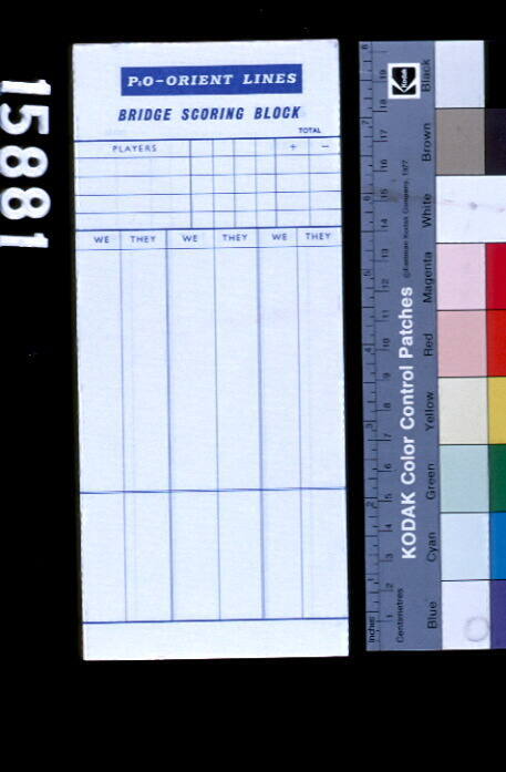 P&O - Orient Lines bridge scoring pad