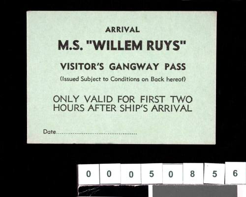 MS WILLEM RUYS arrival visitor's gangway pass