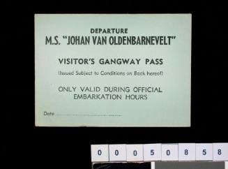 MS JOHAN VAN OLDENBARNEVELT departure visitor's gangway pass