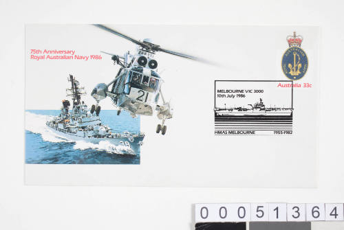 1986 Australia Post envelope commemorating the 75th anniversary of the RAN