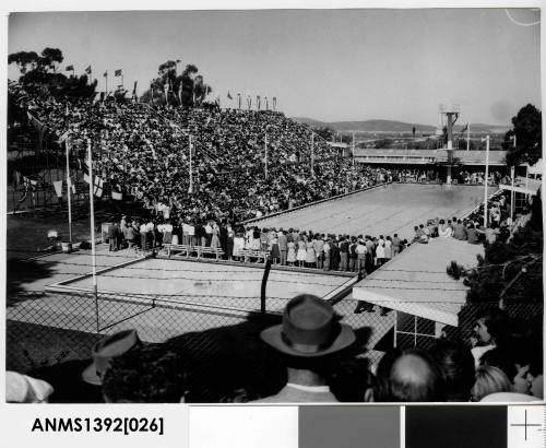 Crowded Olympic Pool at Hobart on final day of the Australian Swimming Championships